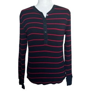 Chaps Denim Waffle-Knit, Long Sleeve Henley - Size Large